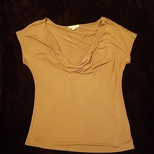 Light chocolate scoop neck top
